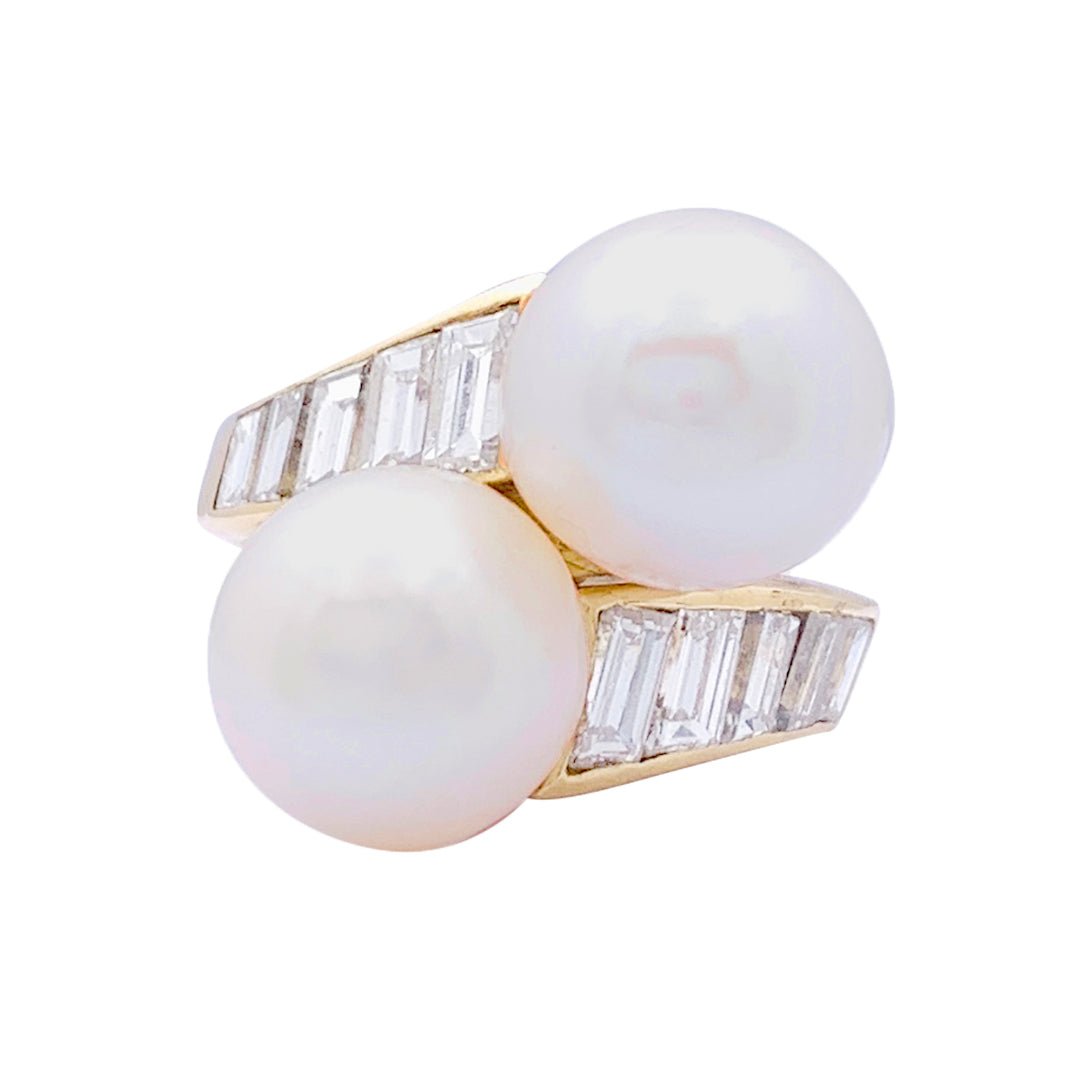 Bague MAUBOUSSIN vintage perles, or jaune, diamants. - Castafiore