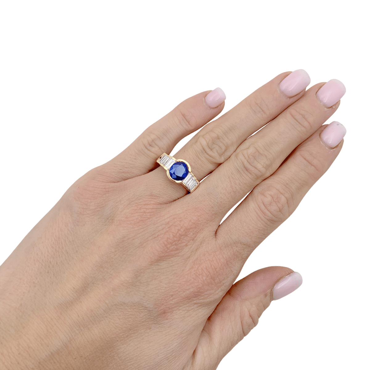 Bague Mellerio en or jaune saphir et diamants - Castafiore