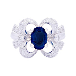 Bague Mellerio "Reine de Coeur Désirée" or blanc, diamants, saphir. - Castafiore