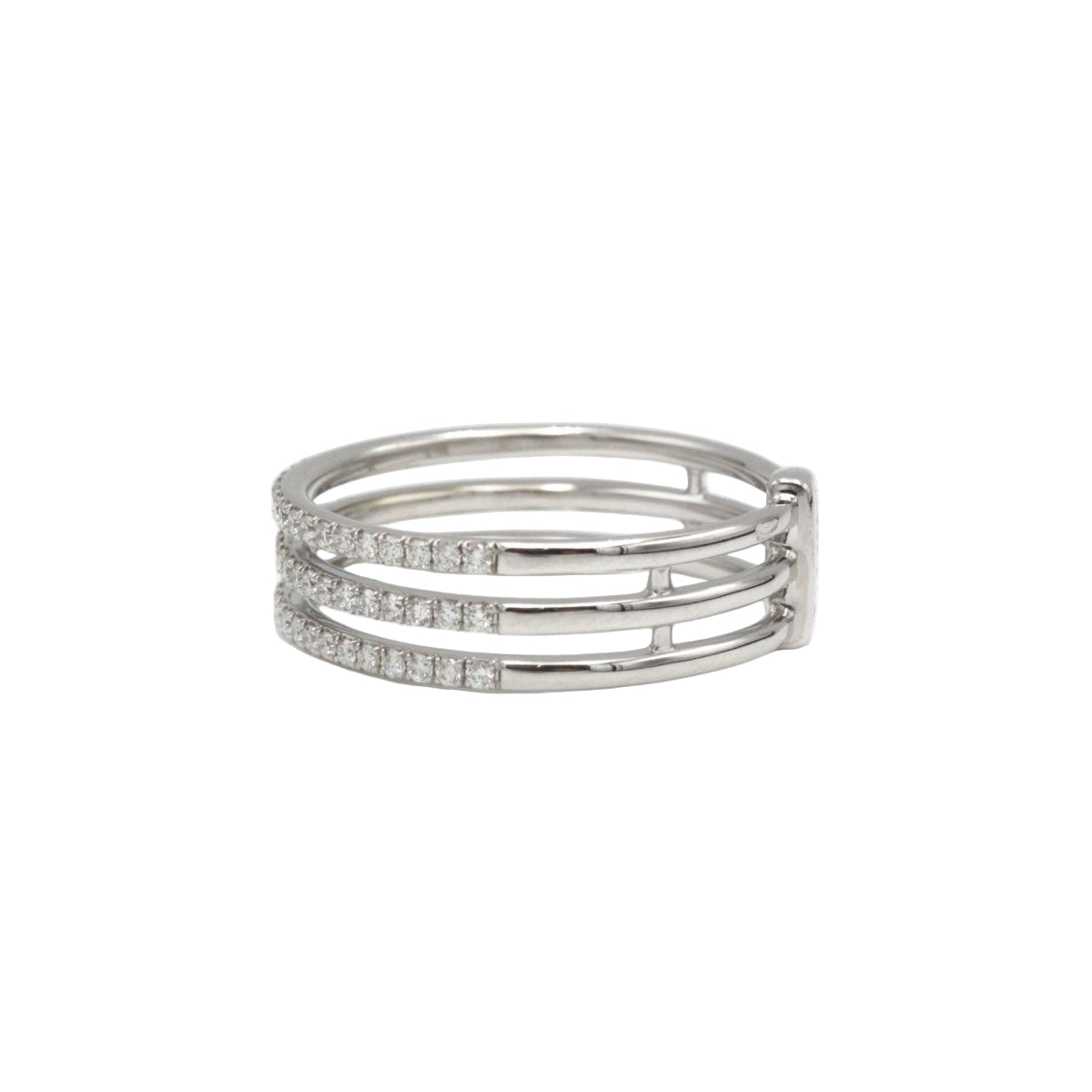Bague MESSIKA Gatsby 3 rangs en or blanc et diamants - Castafiore