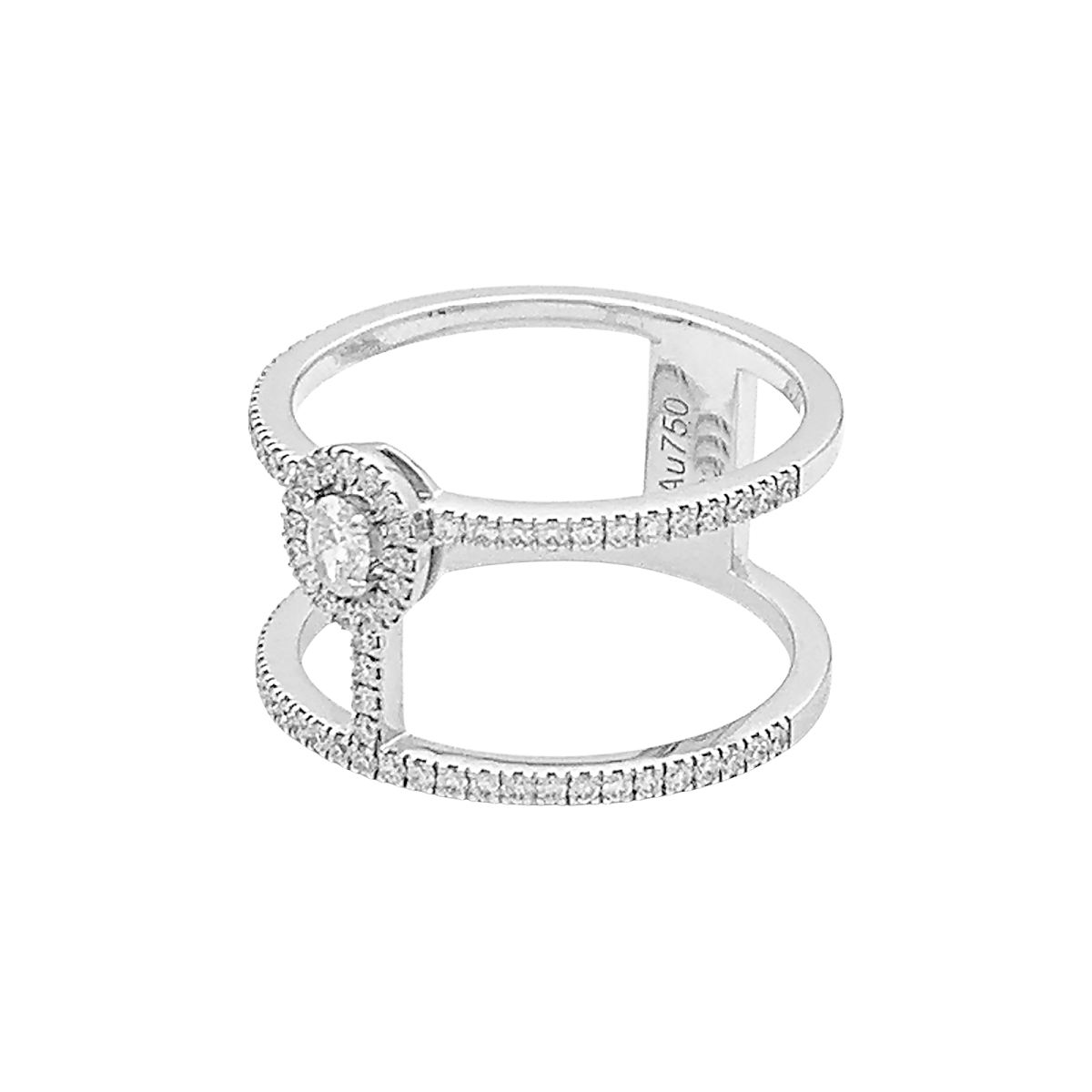 Bague Messika "Glam'Azone" or blanc, diamants. - Castafiore