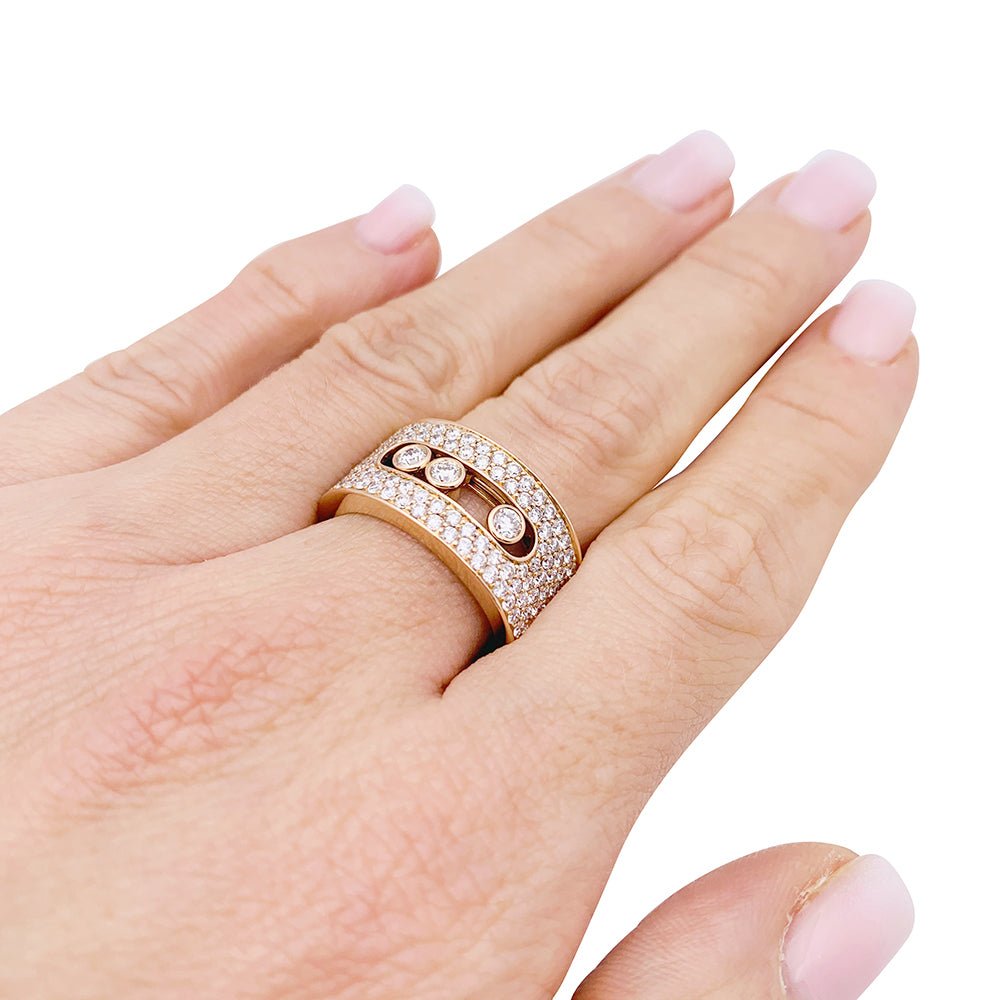 Bague Messika, "Move Joaillerie Pavée", or rose, diamants. - Castafiore