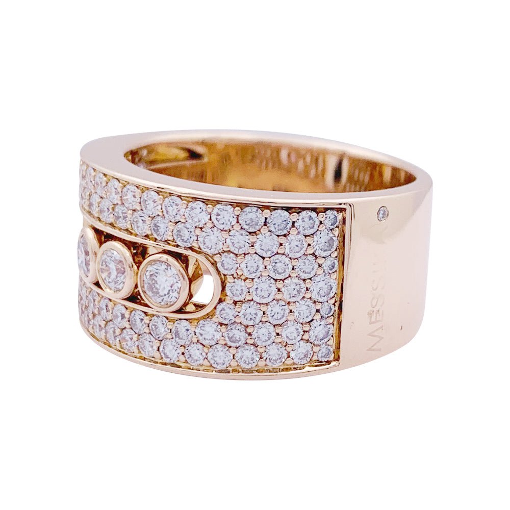 Bague Messika, "Move Joaillerie Pavée", or rose, diamants. - Castafiore
