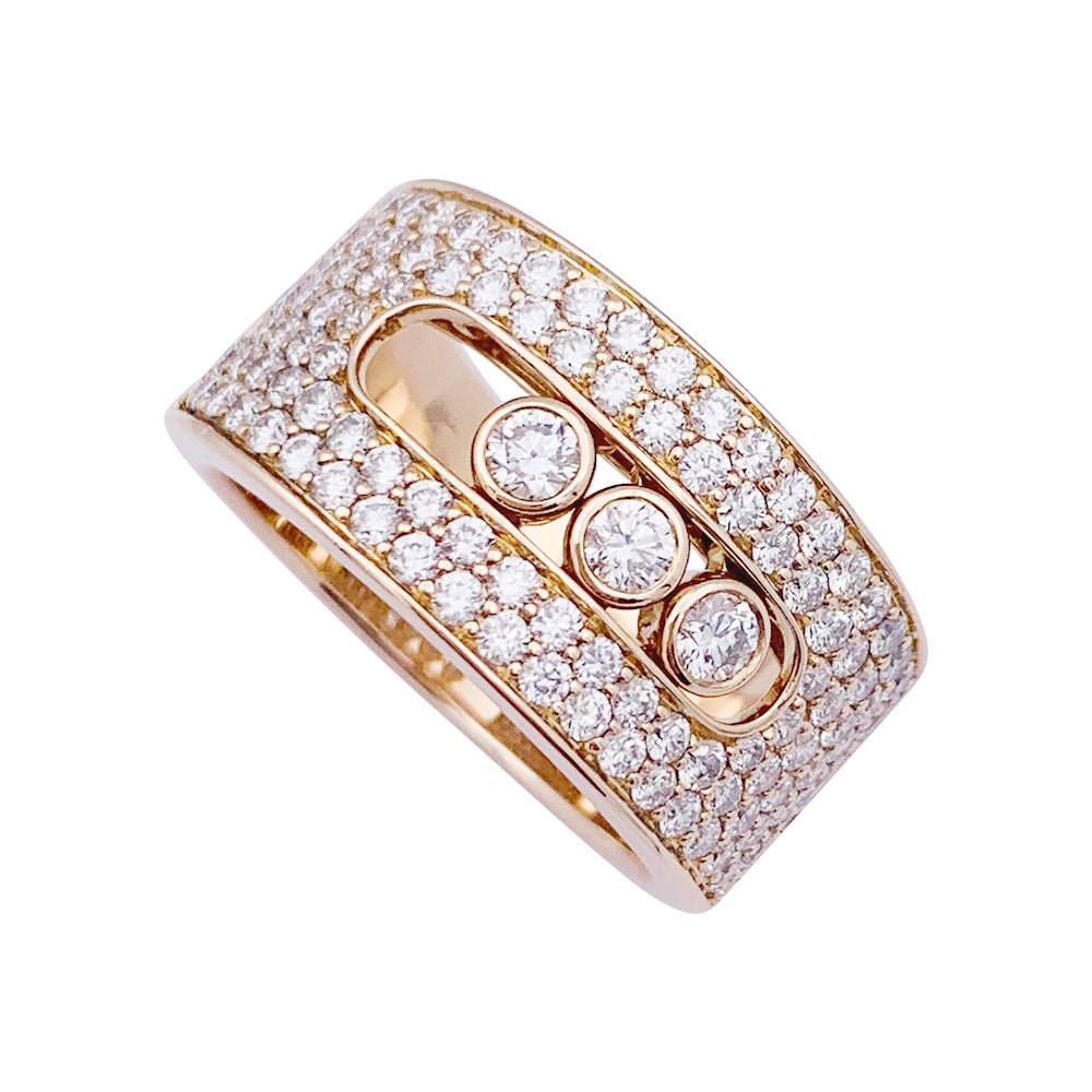 Bague Messika, "Move Joaillerie Pavée", or rose, diamants. - Castafiore