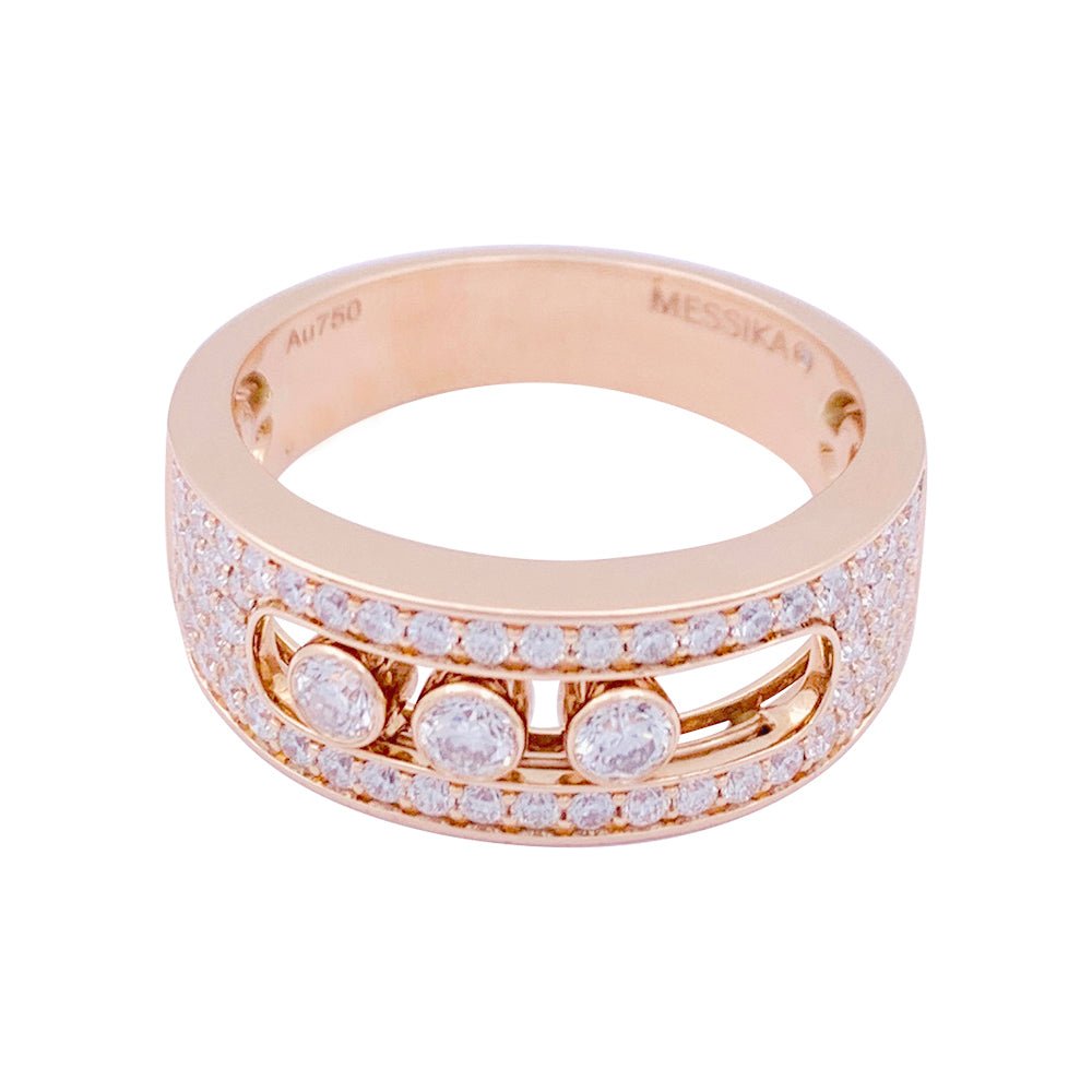 Bague MESSIKA, "Move Joaillerie Pavée", or rose, diamants. - Castafiore