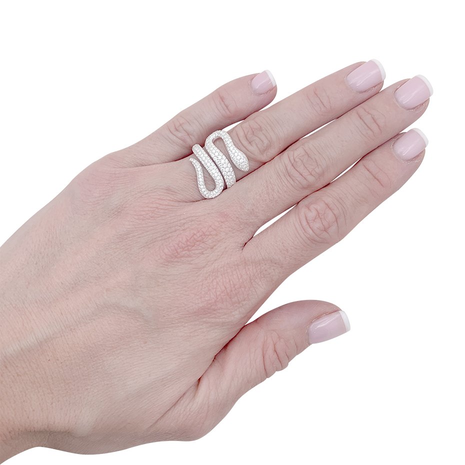 Bague MESSIKA "Snake" en or blanc et diamants - Castafiore