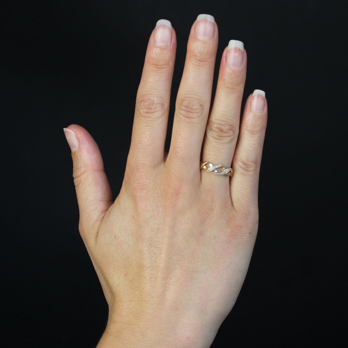 Bague moderne diamants 2 ors entrelacés - Castafiore