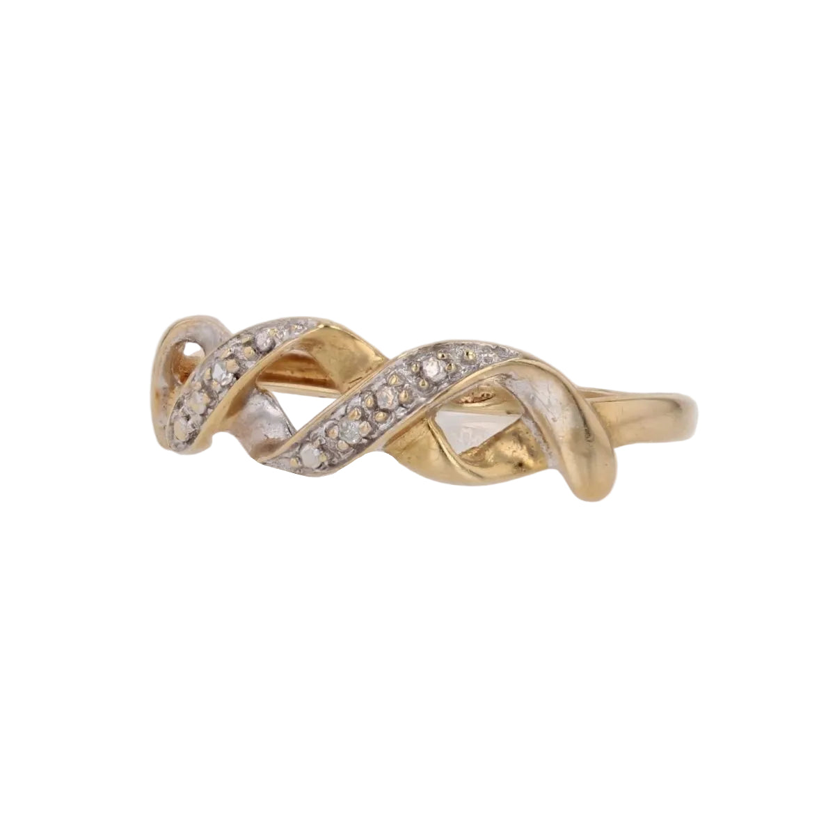 Bague moderne diamants 2 ors entrelacés - Castafiore