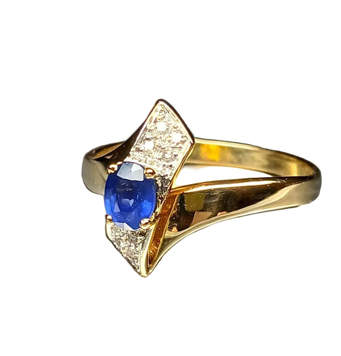 Bague moderne en or jaune saphir et diamants - Castafiore