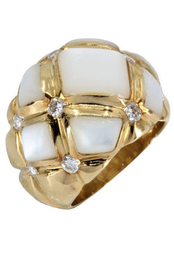 BAGUE MODERNE NACRE ET DIAMANTS - Castafiore