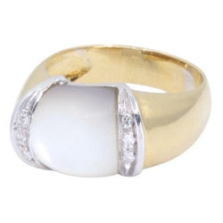 Bague moderne nacre et diamants en or jaune - Castafiore
