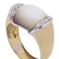 Bague moderne nacre et diamants en or jaune - Castafiore