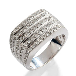 Bague moderne rectangulaire en or gris et diamants - Castafiore