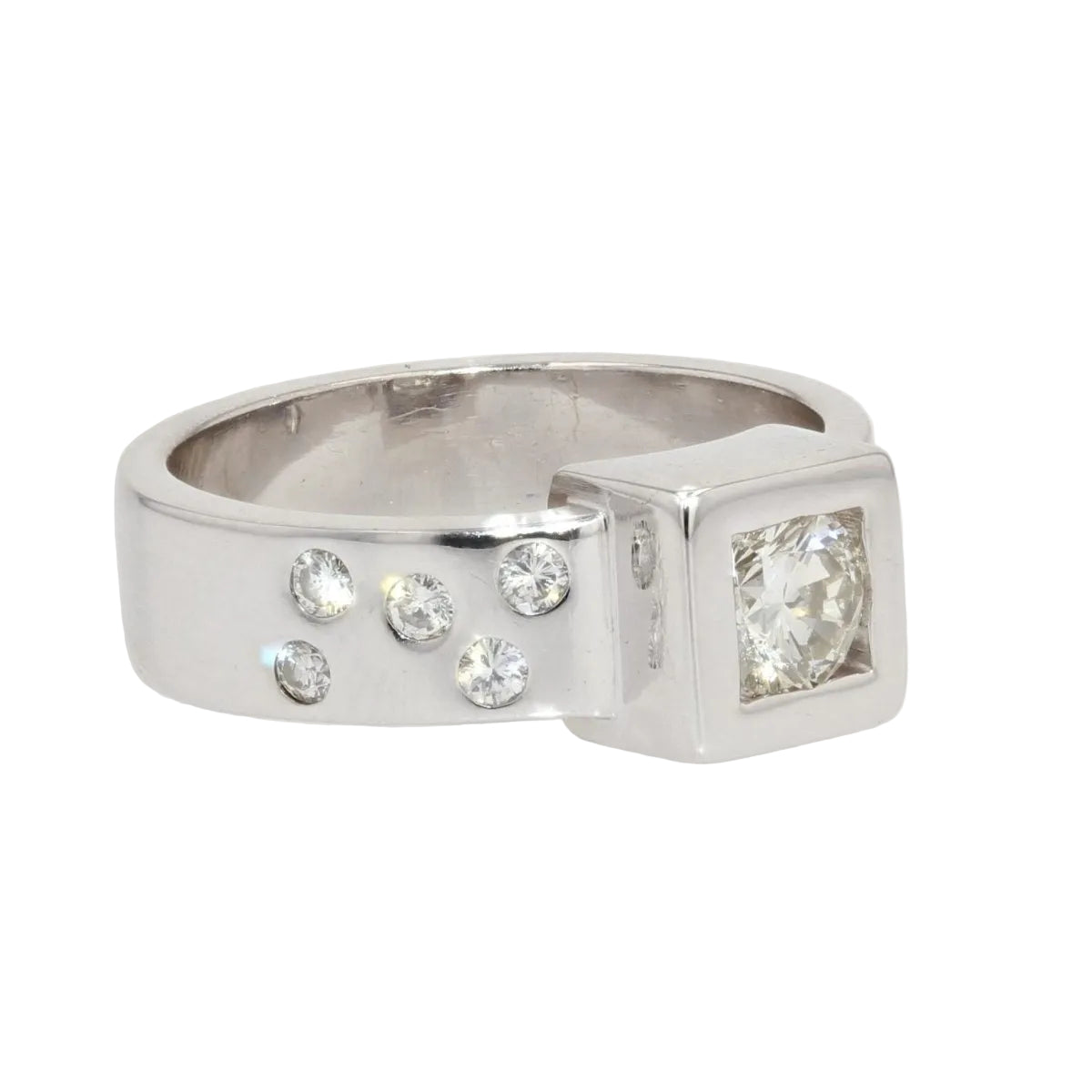 Bague moderniste diamants or blanc - Castafiore