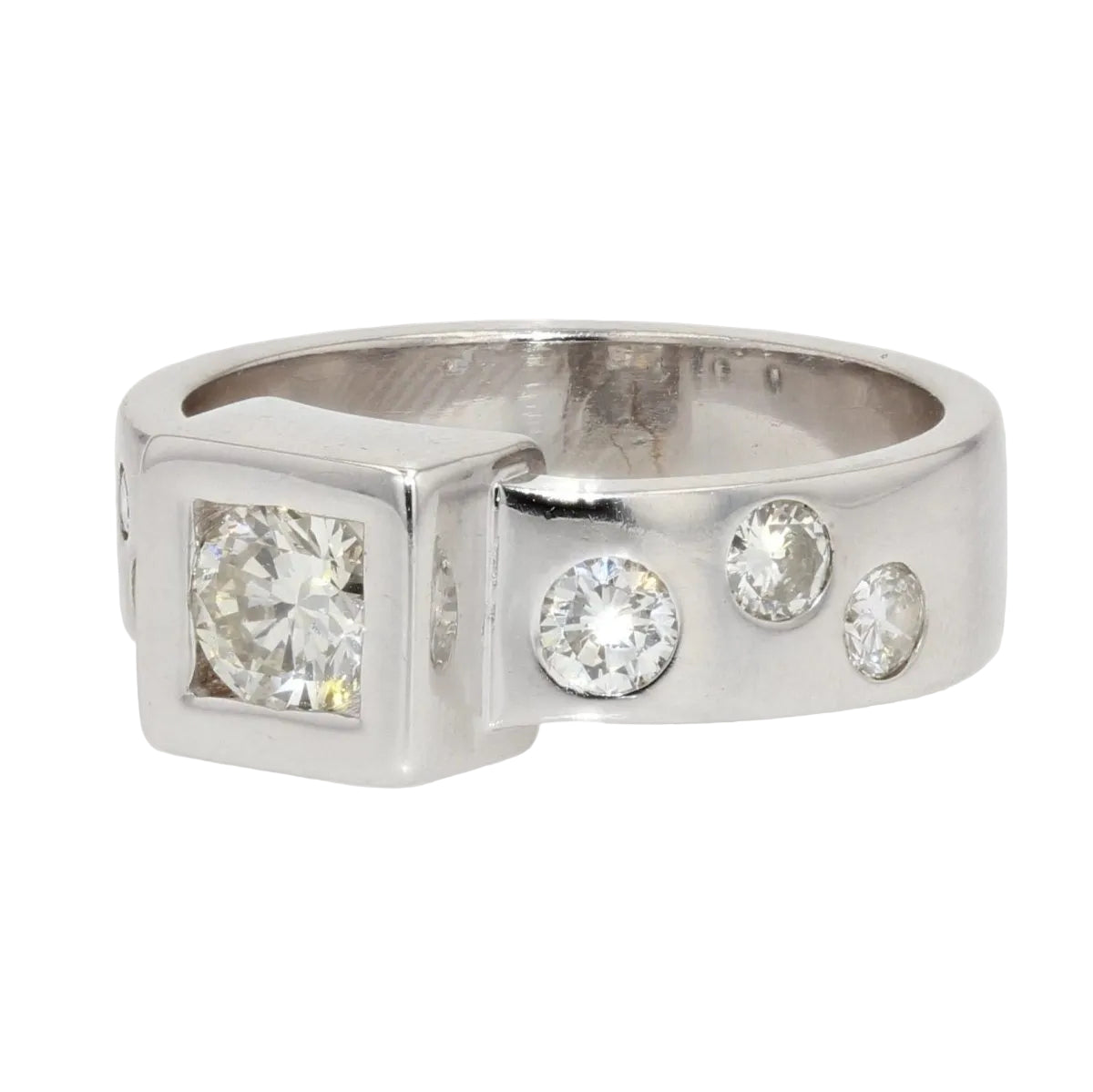 Bague moderniste diamants or blanc - Castafiore