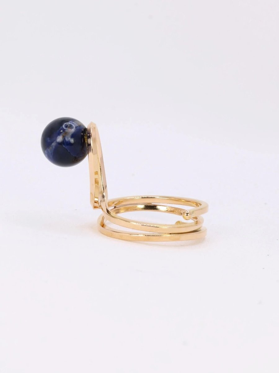 Bague moderniste or jaune sodalite - Castafiore