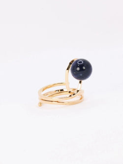 Bague moderniste or jaune sodalite - Castafiore