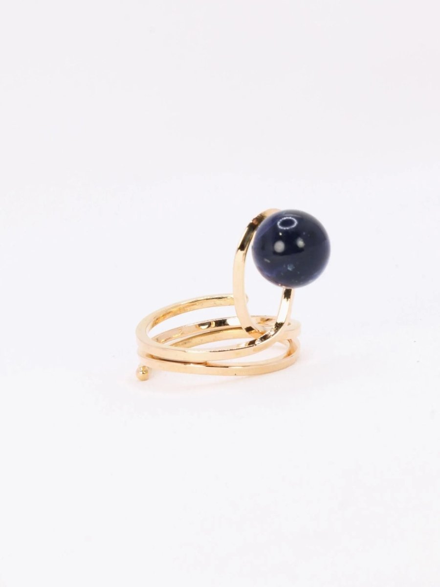 Bague moderniste or jaune sodalite - Castafiore