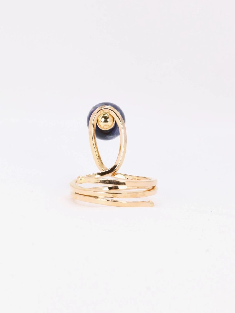 Bague moderniste or jaune sodalite - Castafiore