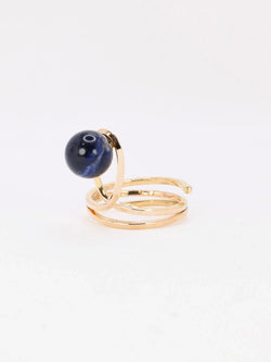 Bague moderniste or jaune sodalite - Castafiore