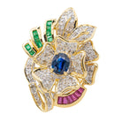 Bague Motif Floral Or Jaune Saphir et Diamants - Castafiore