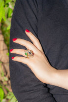 Bague Motif Floral Or Jaune Saphir et Diamants - Castafiore