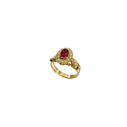 Bague Napoléon III en or jaune, grenat doublet et perles - Castafiore