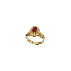 Bague Napoléon III en or jaune, grenat doublet et perles - Castafiore