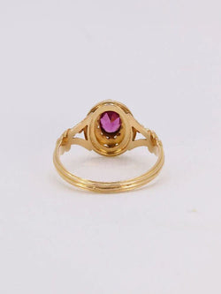 Bague Napoléon III or jaune grenat perles fines - Castafiore