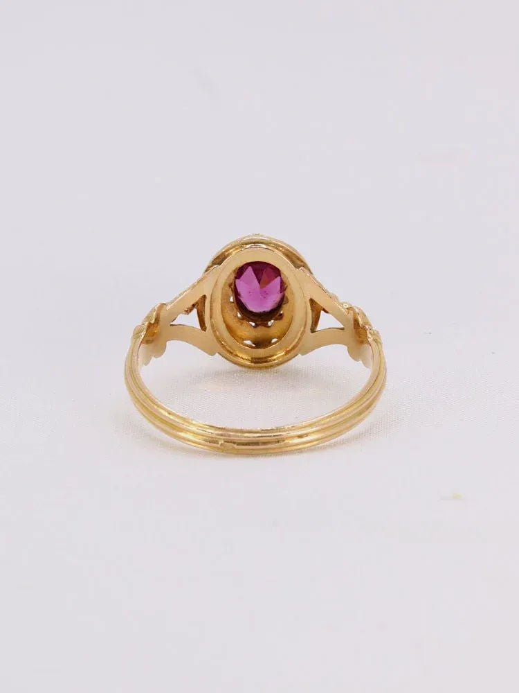 Bague Napoléon III or jaune grenat perles fines - Castafiore