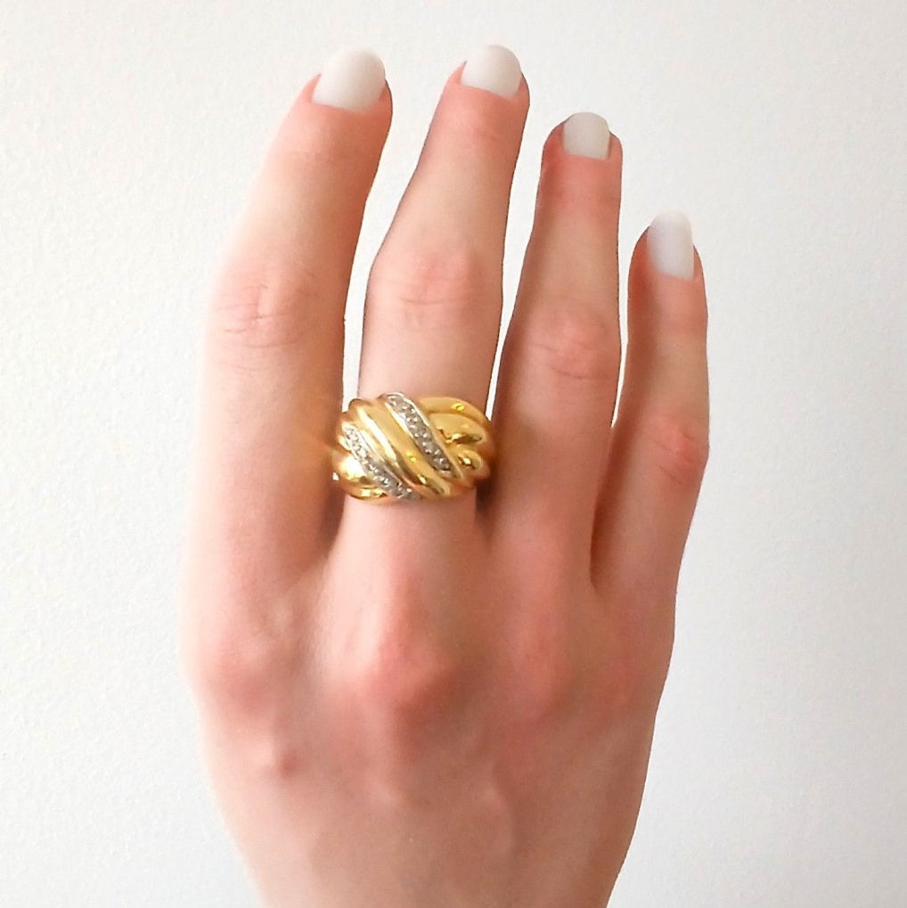 Bague Noeud drapé en or jaune et diamants - Castafiore