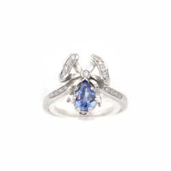 Bague nœud en or blanc, saphir et diamants - Castafiore