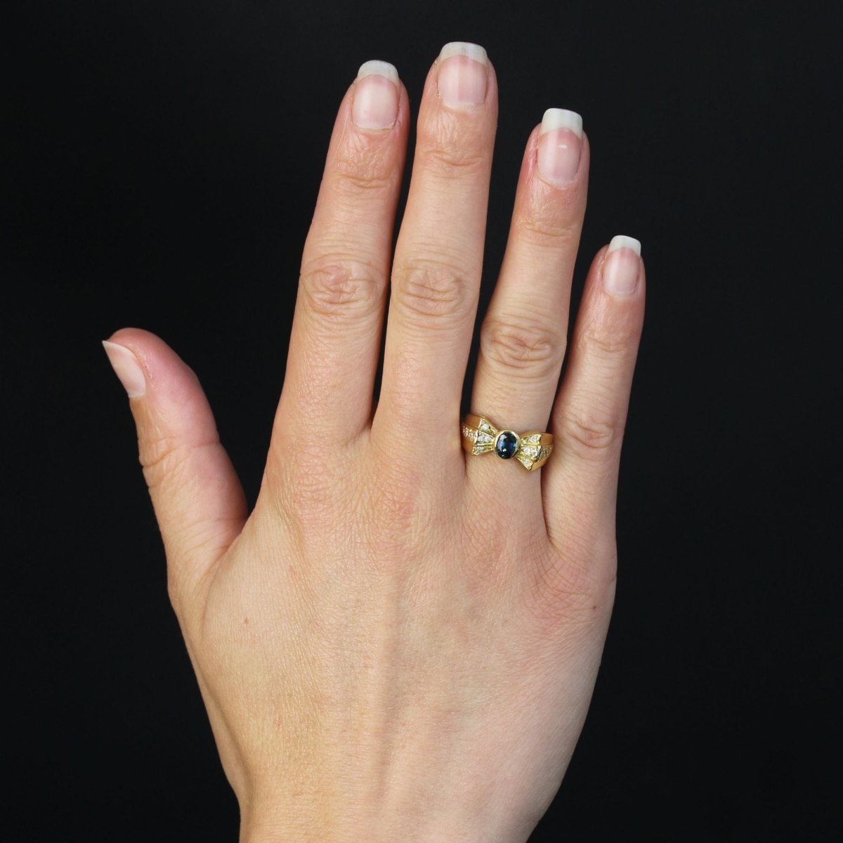 Bague nud d'occasion saphir diamants - Castafiore