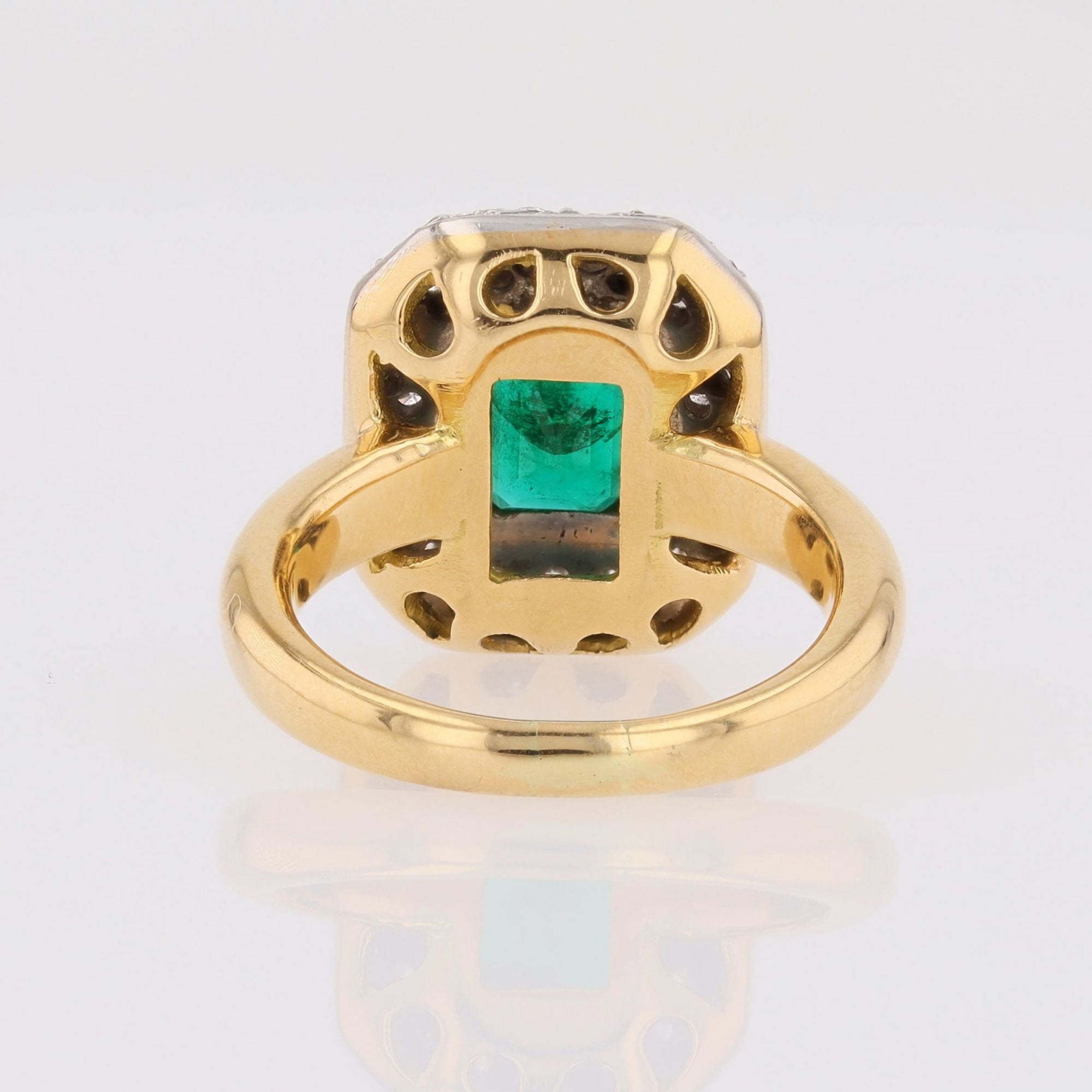 Bague occasion émeraude diamants rectangulaire