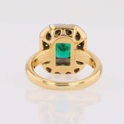 Bague occasion émeraude diamants rectangulaire