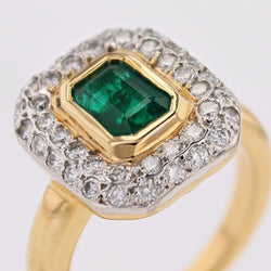Bague occasion émeraude diamants rectangulaire