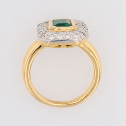 Bague occasion émeraude diamants rectangulaire