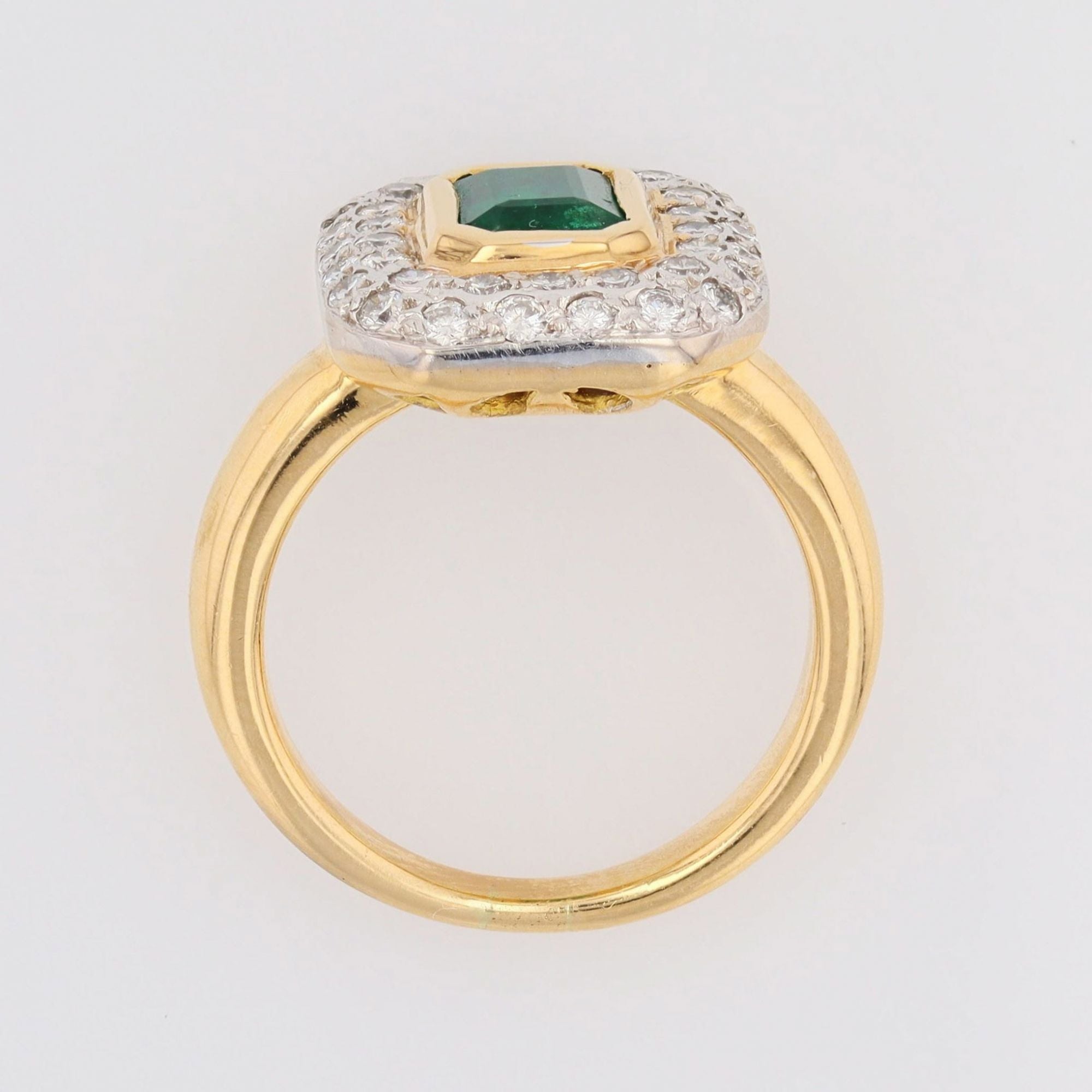 Bague occasion émeraude diamants rectangulaire