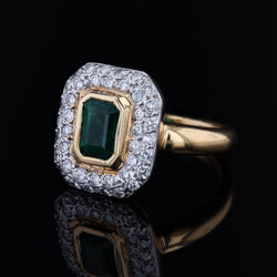 Bague occasion émeraude diamants rectangulaire
