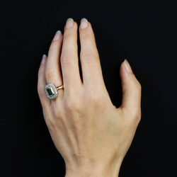 Bague occasion émeraude diamants rectangulaire