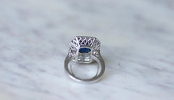 Bague Octogonale Saphir et Diamants en Platine - Castafiore