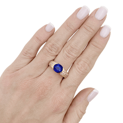 Bague O.J.PERRIN or jaune, saphirs et diamants - Castafiore