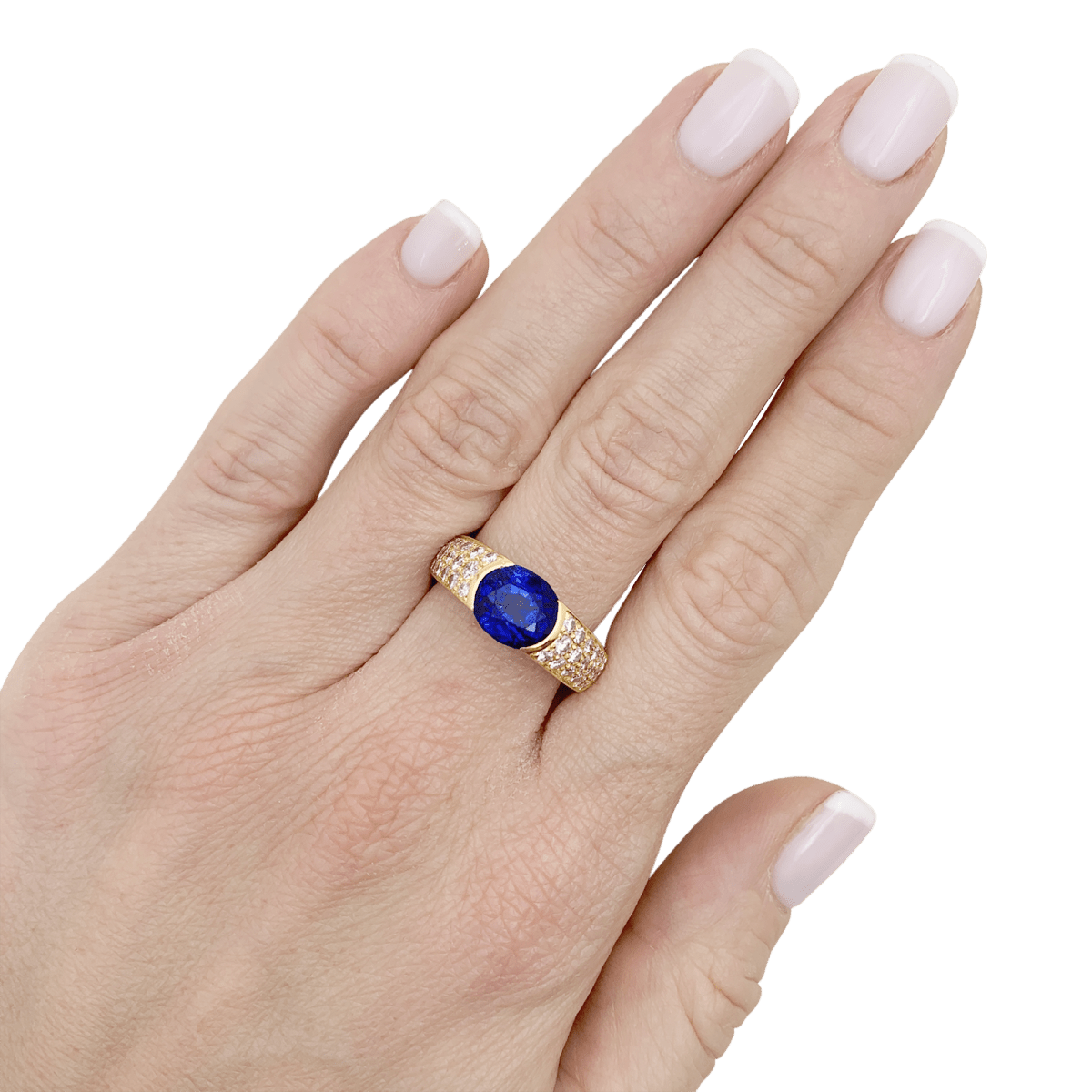 Bague O.J.PERRIN or jaune, saphirs et diamants - Castafiore