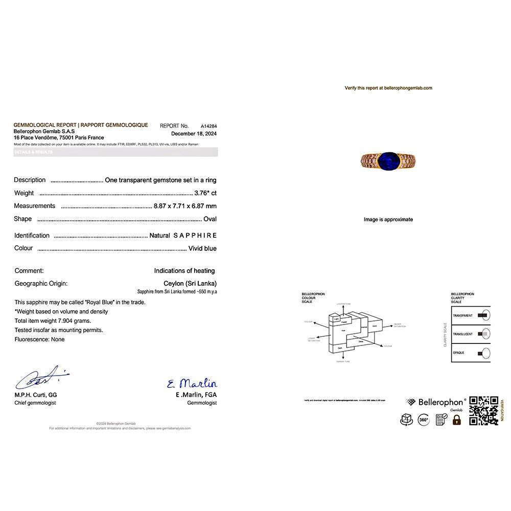 Bague O.J.PERRIN or jaune, saphirs et diamants - Castafiore