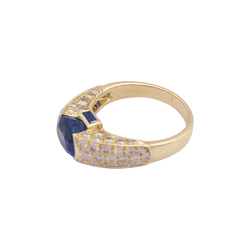 Bague O.J.PERRIN or jaune, saphirs et diamants - Castafiore