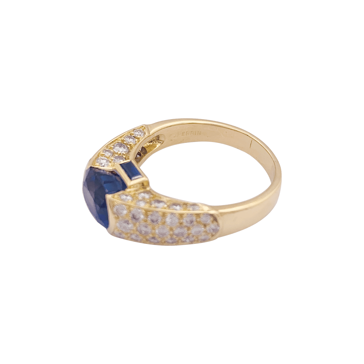 Bague O.J.PERRIN or jaune, saphirs et diamants - Castafiore