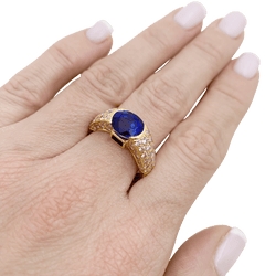 Bague O.J.PERRIN or jaune, saphirs et diamants - Castafiore