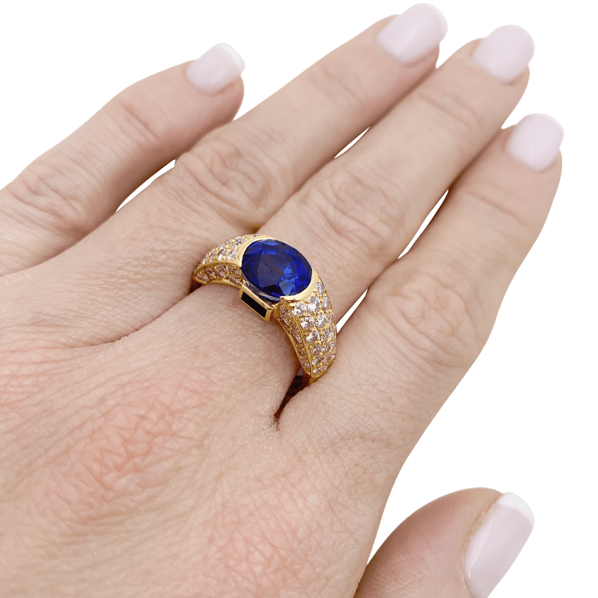 Bague O.J.PERRIN or jaune, saphirs et diamants - Castafiore