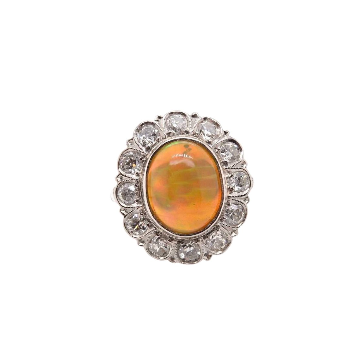 Bague opale et diamants en or 18k - Castafiore