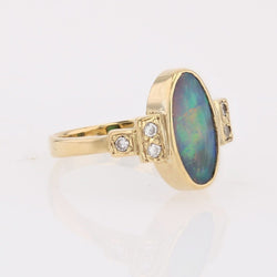 Bague opale et diamants or jaune - Castafiore